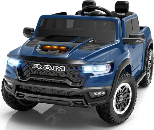 Miniatura 9 de ENYOPRO - Juguetes de montar de 24V para niños grandes, RAM 1500 RHO con licencia de 2 asientos, auto de montar para niños pequeños con control