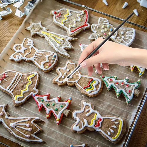 Miniatura 5 de Kit de 15 pinceles para decoración de tartas, pincel de fondant, cepillo de pintura para alimentos, herramientas de decoración para galletas, Negro