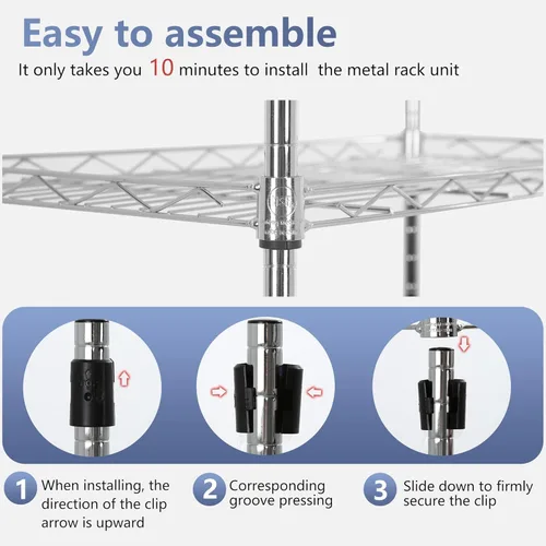 Miniatura 4 de FDW Estantes de despensa de 5 niveles de 22 pulgadas de largo x 12 pulgadas de ancho x 48 pulgadas de alto, estantes de metal ajustables, estantes