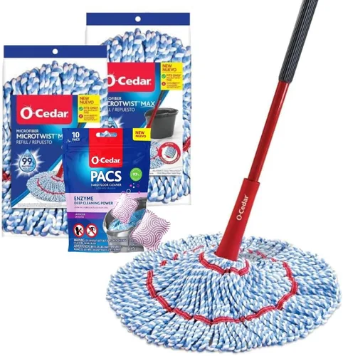 Miniatura 9 de O-Cedar MicroTwist MAX Trapeador de microfibra con torsión y 2 repuestos extra Cuenta con escurrido sin usar las manos Cabezal de trapeador
