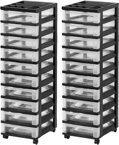 Miniatura 10 de IRIS USA Organizador de almacenamiento con cajones de plástico, carrito rodante, con ruedas giratorias, 3 cajones, para aula, suministros de arte