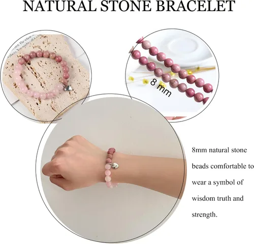 Miniatura 2 de Qupzsen Pulseras de piedra natural, regalos inspiradores para mujeres, regalos de recuperación pronto, regalos de piedra de cristal de 0.315 in