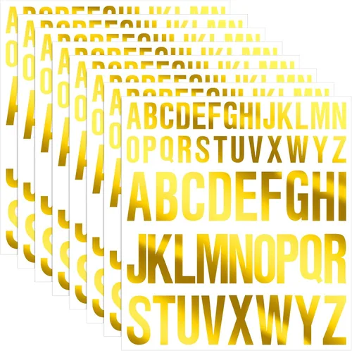 Miniatura 9 de Gersoniel 8 hojas de calcomanías de letras de graduados, calcomanías de vinilo del alfabeto, impermeables, autoadhesivas, letras para decoración