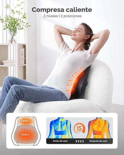 Miniatura 3 de Masajeador de cuello y espalda con calor, masajeadores eléctricos para cuello y espalda, almohada de masaje 3D para espalda, cuello, hombros, alivio