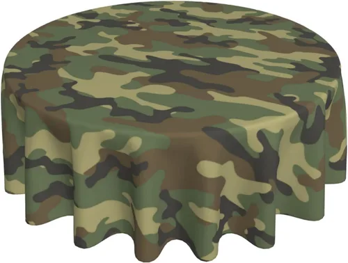 Miniatura 43 de Sweetshow Mantel Tropical Redondo de 60 Pulgadas para Verano Hoja de Palmera Hawaiana Verde Mantel Redondo de Poliéster Lavable Cubierta de Mesa