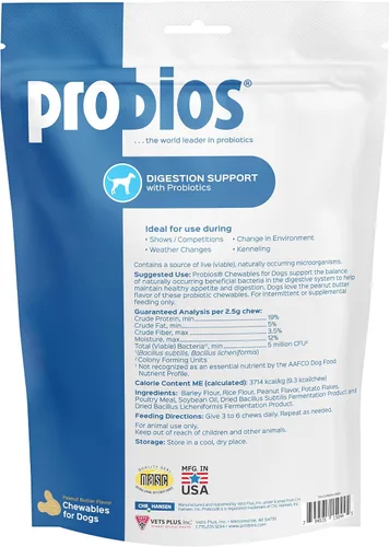 Miniatura 5 de Probios Masticables de apoyo digestivo para perros, suplemento probiótico diario para la salud intestinal, la digestión y el apoyo inmunológico, 1