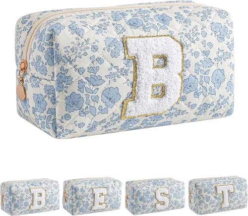 Miniatura 56 de Bolsa de maquillaje alfabética JOVAKIT, bolsa de cosméticos para mujeres, regalos de Navidad para niñas de 6 a 18 años, neceser de viaje con flores