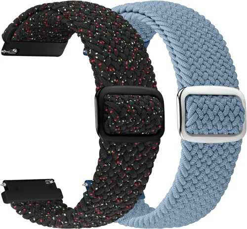Miniatura 15 de 2 Pack 22mm Quick Release Braided Bands Compatible with Garmin Vivoactive 4 45mm, Forerunner 570 47mm/255/265, Adjustable Band for Amazfit Bip 6/5