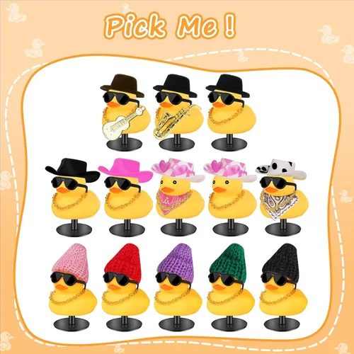 Miniatura 8 de Patos de goma con soporte de enchufe de pato, patos de automóvil para tablero de instrumentos, pato para decoración de Jeep y automóvil, divertido