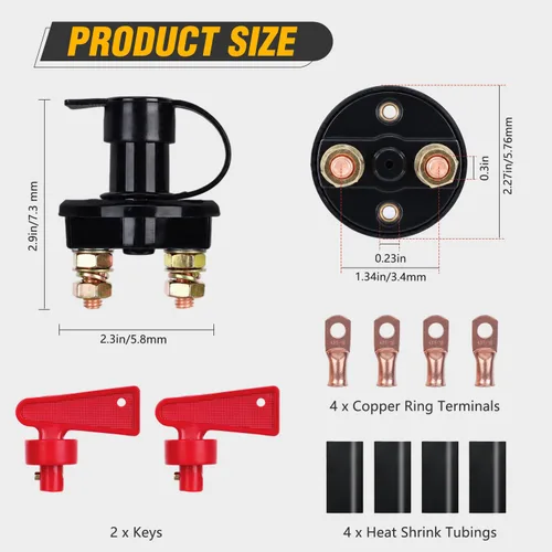 Miniatura 2 de Nilight Battery Disconnect Switch with Waterproof Key and Cover 12V 24V On Off Battery Master Isolator Cut Off Power Kill Switch for Car Marine Boat