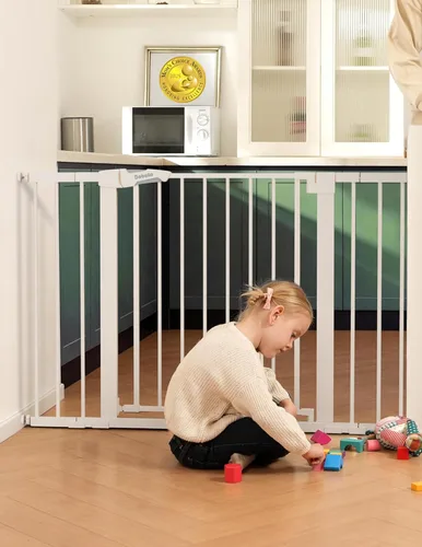 Miniatura 13 de Babelio - Puerta de bebé de 73-109 cm, con cierre automático, fácil de instalar, puerta de seguridad extra ancha para mascotas, Walk Thru