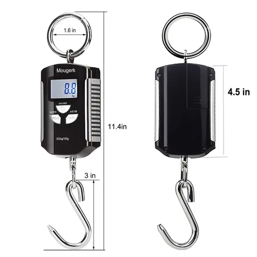 Miniatura 4 de Báscula colgante digital de 440 libras, 440.9 lbs, báscula de peso resistente, 2 pilas AAA (no incluidas) (negro plateado)