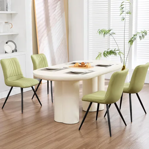 Miniatura 59 de Sillas de comedor, modernas sillas de comedor con cojines gruesos, sillas tapizadas de piel sintética para cocina, comedor con patas de metal