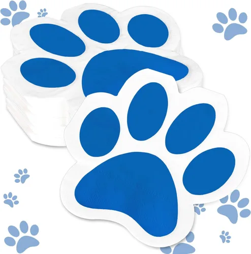 Miniatura 9 de Whaline Servilletas de papel de pata de perro de 6.5 pulgadas, servilletas con estampado de patas de mascota, color blanco y negro, servilletas