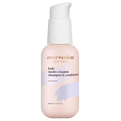 Evereden Mini Kids Shampoo and Conditioner 2 en 1: Melocotón fresco, 1.7 fl oz. | Vegano y cuidado suave para niños | Champú y acondicionador para