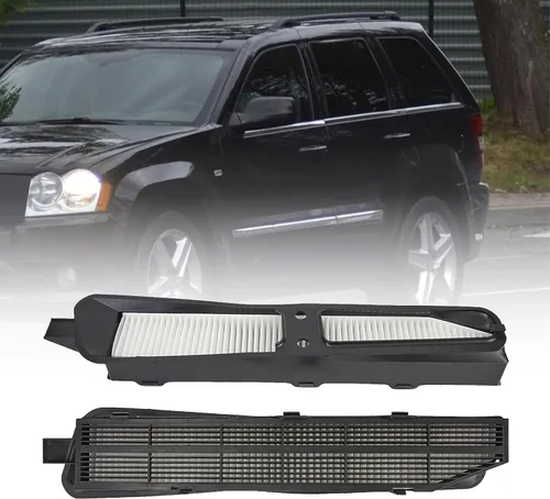 FZJDSD Kit de carcasa y filtro de aire de cabina negro compatible con Jeep Grand Cherokee 1999-2010# 82208300 82208300K ACC Juego de filtros de
