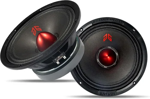 MX80E2 - Altavoz de rango medio de 8 pulgadas, bala roja, 640 W máximo, 4 ohmios, altavoces de puerta de audio de alta calidad para coche o camión,