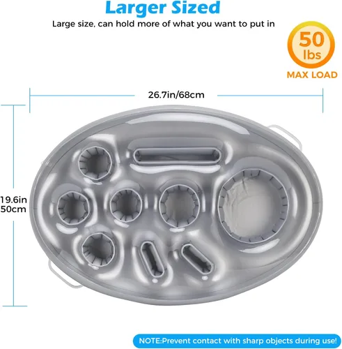 Miniatura 7 de Inflatable Pool Drink Holder with Large Capacity, Floating Drink Float for Hot Tub, Pool, Beach & Party - Holds Drinks, Phones & Snacks, Easy