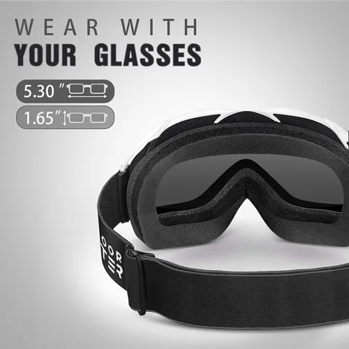 Miniatura 2 de OutdoorMaster OTG Gafas de esquí – Gafas sobre lentes para esquí y snowboard para hombres, mujeres y jóvenes – 100% de protección UV Marco blanco