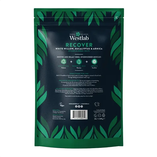 Miniatura 2 de Westlab - 2.2 lbs - Recupera sales de Epsom infundidas con sauce blanco y eucalipto - Calma los músculos doloridos y aumenta la recuperación - Bolsa