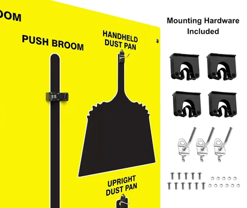 Miniatura 4 de Clean & Sweep 5S - Soporte para escoba de montaje en pared, tablero de 68 x 30 pulgadas, estación de limpieza 5S, solo tablero, herramientas se