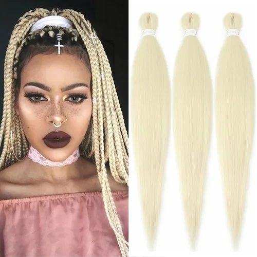Miniatura 49 de Cabello trenzado marrón preestirado de 30 pulgadas, 3 paquetes de cabello trenzado preestirado de color 30 EZ, textura Yaki, extensiones de cabello