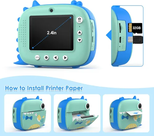 Miniatura 7 de HiMont Cámara para Niños con Impresión Instantánea, Cámara Digital Selfie para Niños con Papel de Impresión y Tarjeta de 32G, Video de 2.5K y Cámara