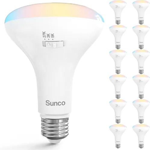 Sunco - Paquete de 12 bombillas LED BR30, bombillas empotradas, bombilla de inundación para interiores, 850 LM, 11 W (equivalente a 65 W), CCT