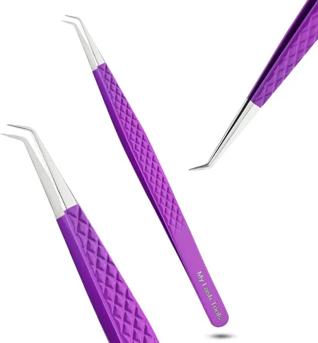 Miniatura 17 de Pinzas de aislamiento para extensión de pestañas, pinzas curvadas para aislamiento, acero inoxidable japonés de 5.5 in, lo mejor para aislamiento