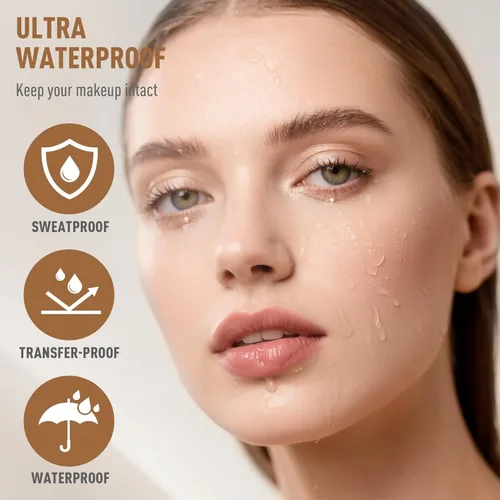 Miniatura 5 de FV Base líquida impermeable con acabado mate, ligera, sin aceite, maquillaje de aspecto natural para pieles mixtas y grasas, cobertura ligera a