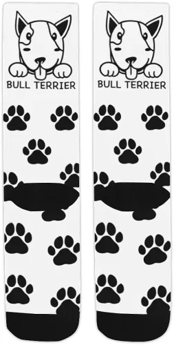 Miniatura 3 de Calcetines para mujeres y hombres Bull Terrier con estampado de patas de perro en blanco y negro diseño novedoso para el trabajo gimnasio fitness