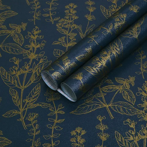 Papel Tapiz Azul Despegable y Adhesivo Papel Tapiz Azul Despegable y Adhesivo Papel de Contacto Floral para Gabinetes Vintage Papel de Pared