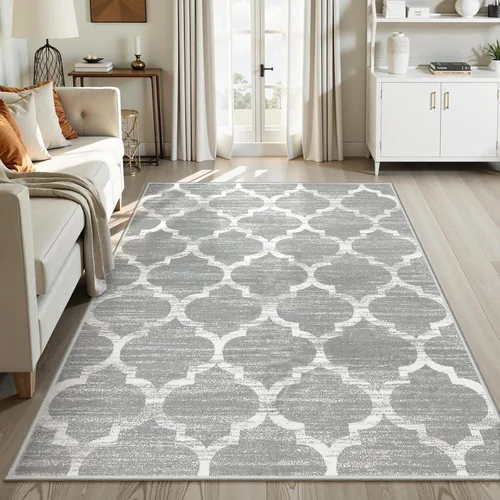 Miniatura 4 de Lahome Alfombra de Área Marroquí Lavable - Alfombras Antideslizantes 4x6 Suaves para Dormitorio Alfombras de Acento Envejecidas de Lana Sintética
