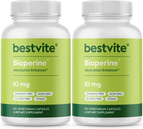 Miniatura 8 de BESTVITE Bioperine 10mg (120 cápsulas vegetarianas) - Sin estearatos - Vegano - Sin OMG - Sin gluten - Potenciador de absorción
