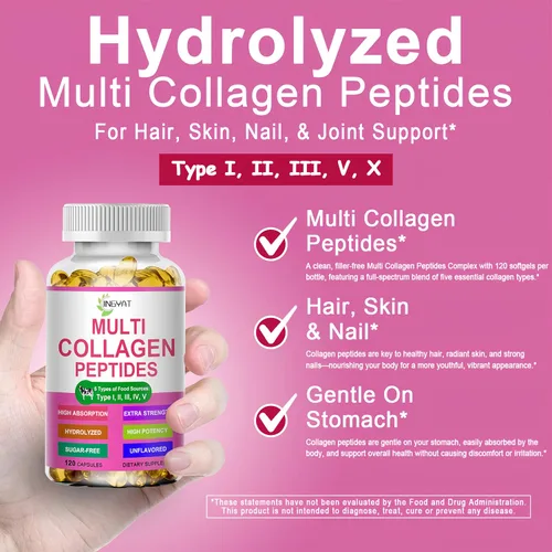 Miniatura 2 de Cápsulas blandas de péptidos de colágeno múltiples, péptidos de colágeno hidrolizados para mujeres y hombres con ácido hialurónico de vitamina C