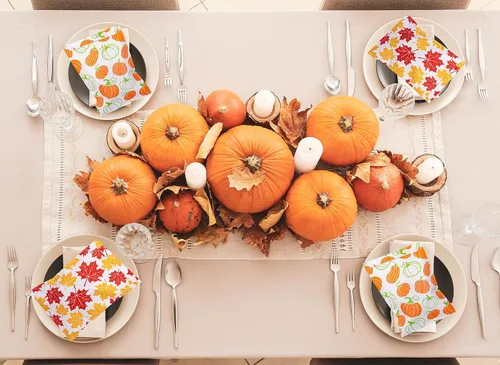 Miniatura 6 de Whaline Paquete de 100 bolsas de golosinas de otoño de 5 x 7.3 pulgadas, bolsas de dulces de Acción de Gracias, hojas de arce, calabazas, bufé