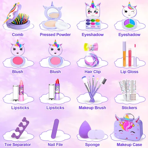 Miniatura 4 de Kit de maquillaje para niñas pequeñas, maquillaje de simulación para niños, juego de maquillaje de princesa, juguete para niños, juego de cosméticos