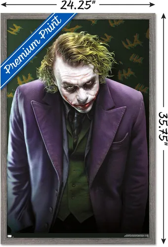 Miniatura 3 de Trends International DC Comics - Póster de pared The Joker - The Dark Knight, 22.375 x 34 pulgadas, versión enmarcada de madera de granero