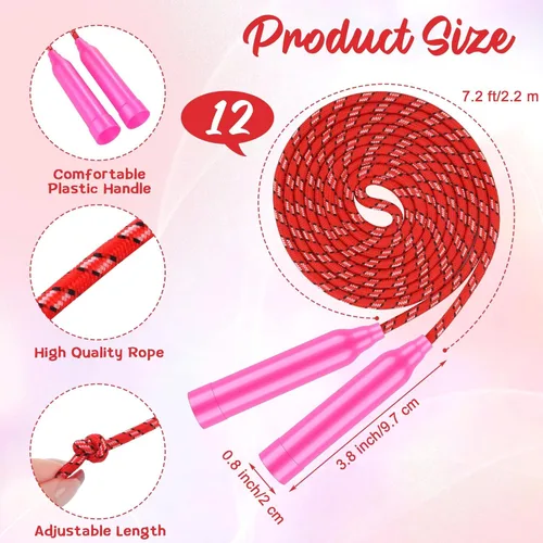 Miniatura 2 de Aneco Cuerda de saltar colorida equipo de ejercicio a granel 7.2 pies de nailon cuerda de salto cuerda de color para ejercicio al aire libre