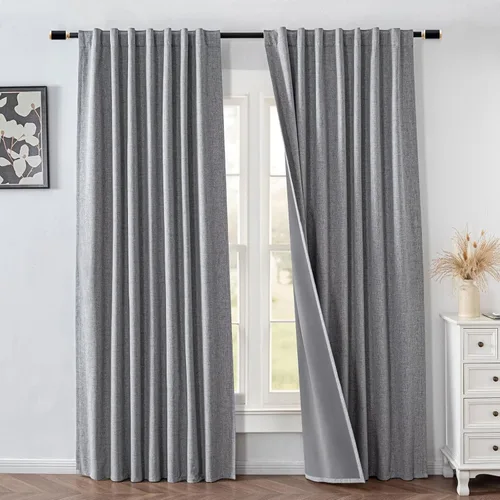 IGEMAEVE Cortinas 100% opacas de 108 pulgadas de largo para dormitorio, juego de 2 paneles de cortinas opacas con bolsillo para barra y pestaña