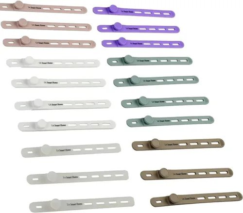 Bridas ajustables reutilizables – Organizadores de cables de silicona suave con etiquetas para escribir para cargadores, cables y auriculares, 20