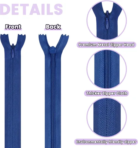 Miniatura 4 de DOITEM - Cremalleras invisibles para costura, 45 unidades de 10 pulgadas, cremalleras invisibles de nailon multicolor para coser y manualidades, 15