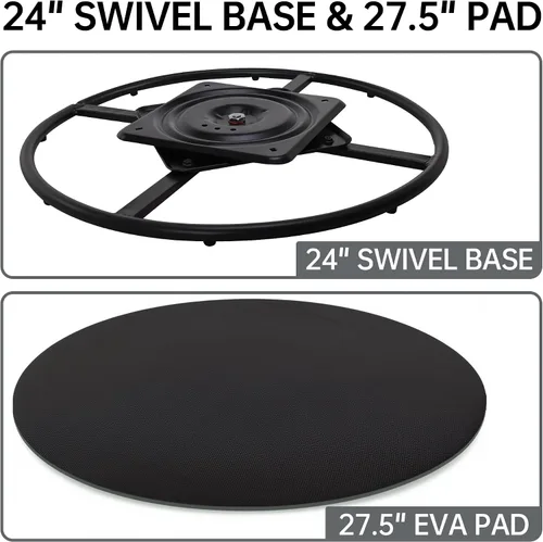 Miniatura 7 de Kit de base giratoria reclinable de 24 pulgadas, soporte de anillo de silla resistente con placa giratoria de rodamiento de bolas de 360 grados