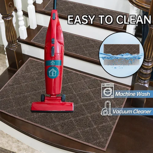Miniatura 5 de COSY HOMEER - Alfombra antideslizante para esquinas de peldaños interiores, alfombras de escaleras para despegues resistentes al deslizamiento