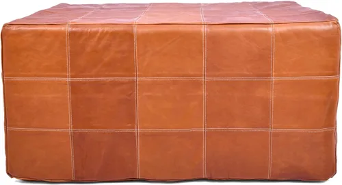 Miniatura 22 de Marrakesh Gallery - Funda de puf marroquí, otomana redonda y grande de piel, decoración bohemia para sala de estar, reposapies, sin relleno