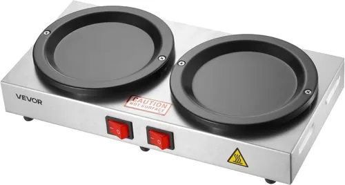 Miniatura 12 de VEVOR Cafetera comercial de goteo, cafetera de 12 tazas con 2 jarras de vidrio y 2 platos calentadores de decantador, cafetera de acero inoxidable