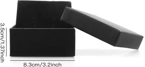 Miniatura 7 de Cajas de regalo de joyería – 12 piezas cuadradas de cartón para collar y aretes, funda rellena de algodón (3.15 x 3.15 x 1.1 pulgadas) (negro)