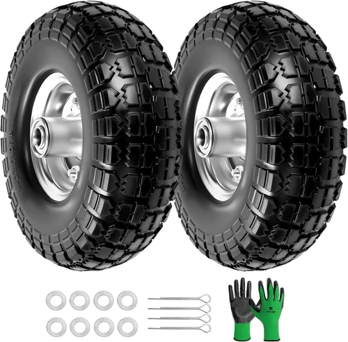 Parts Camp 4.10/3.50-4 neumáticos de repuesto para carritos gorila, neumáticos sólidos sin pinchazos de 10 pulgadas y ruedas, neumáticos para