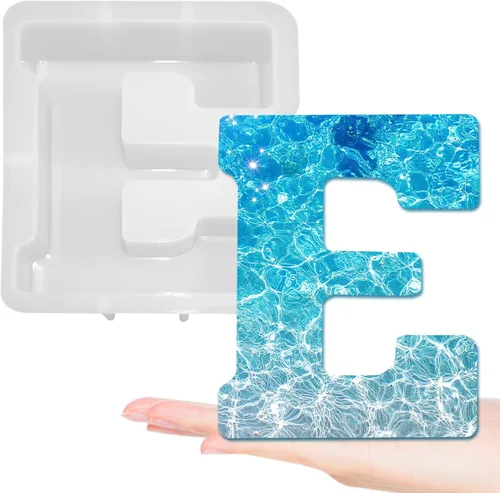 Miniatura 21 de Moldes de letras grandes de 7 pulgadas para resina, molde de fundición epoxi del alfabeto mayúscula 3D de la A a la Z, molde de silicona para velas
