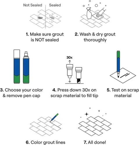 Miniatura 4 de Rotulador de lechada en crema para azulejos: rotulador de pintura de lechada impermeable, colorante y sellador de lechada para baño, ducha, cocina